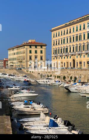 Canal, Livorno, Toskana, Italien, Europa Stockfoto