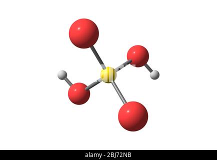 Schwefelsäure (Schwefelsäure) ist eine stark korrosive Mineralsäure mit der Summenformel H2SO4. Es ist ein stechend-ätherisches, farblos bis schleimig Stockfoto