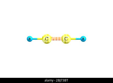 Acetylen (Ethin) ist die chemische Verbindung mit der Formel C2H2. Es ist ein Kohlenwasserstoff und die einfachste Alkyne. Dieses farbloses Gas wird häufig als verwendet Stockfoto