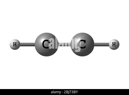 Acetylen (Ethin) ist die chemische Verbindung mit der Formel C2H2. Es ist ein Kohlenwasserstoff und die einfachste Alkyne. Dieses farbloses Gas wird häufig als verwendet Stockfoto