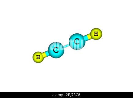 Acetylen (Ethin) ist die chemische Verbindung mit der Formel C2H2. Es ist ein Kohlenwasserstoff und die einfachste Alkyne. Dieses farbloses Gas wird häufig als verwendet Stockfoto