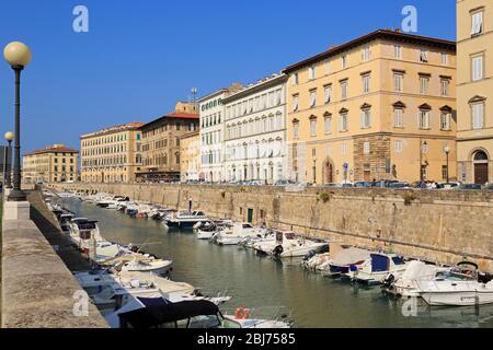 Canal, Livorno, Toskana, Italien, Europa Stockfoto