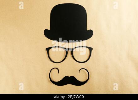 Fotoband props Brille, Schnurrbart und Bowler Stockfoto
