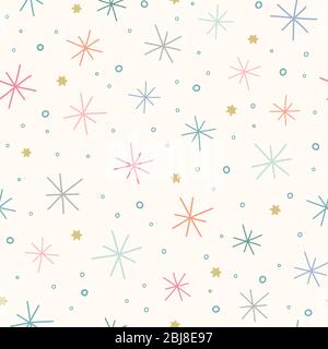 Stern Muster Hintergrund Design. Niedlichen Vektor geworfen nahtlose Wiederholung von Sternen und Punkten in Pastellfarben. Stock Vektor