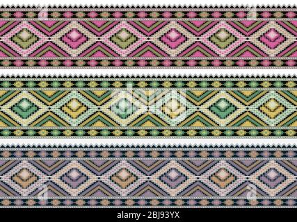 Nahtlose geometrische Patoda Grenze Batik-Design Hintergrund Stockfoto