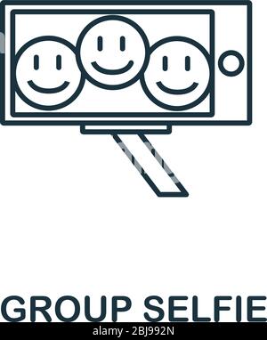 Gruppe Selfie-Symbol aus Party-Sammlung. Einfache Linie Element Gruppe Selfie Symbol für Vorlagen, Web-Design und Infografiken Stock Vektor