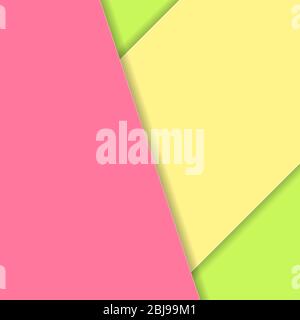 Papier geschnitten Frühling Hintergrund. Applique Technik mit diagonalen Streifen rosa, gelb und grün Farbe Stock Vektor