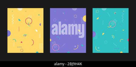 Hintergrund und Poster mit Memphis Stil, geeignet für Social Media Banner, Social Media Geschichten, Wallpaper, etc. Stock Vektor