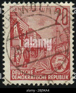 DEUTSCHLAND- UM 1955: Briefmarke gedruckt von Deutschland, zeigt Berlin, um 1955. Stockfoto