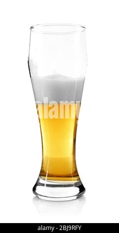 Ein Glas Bier, isoliert auf weiß Stockfoto