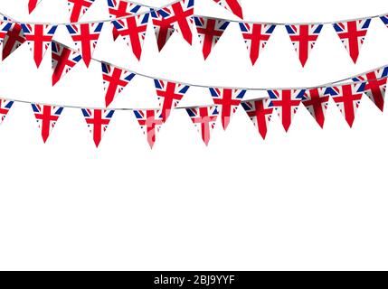 Großbritannien Flagge festliche Ammer vor einem schlichten Hintergrund. 3D-Rendering Stockfoto