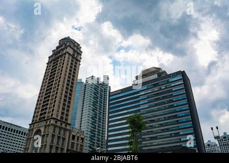 Gebäude in Sudirman Street, Central Business District in Jakarta. Stockfoto