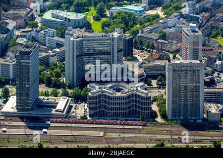 Bürogebäude der neuen Konzernzentrale der DB Schenker AG in Essen, 23.06.2016, Luftaufnahme, Deutschland, Nordrhein-Westfalen, Ruhrgebiet, Essen Stockfoto