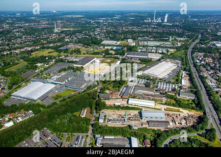 Gewerbegebiet und Gewerbebetrieb HER-BO 43 zwischen Herner Straße und Rensing Straße in Bochum, 23.06.2016, Luftaufnahme, Deutschland, Nordrhein-Westfalen, Ruhrgebiet, Bochum Stockfoto