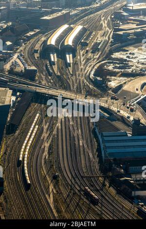 Hauptbahnhof Hagen mit Bundespolizeiamt Hagen, 21.01.2020, Luftaufnahme, Deutschland, Nordrhein-Westfalen, Ruhrgebiet, Hagen Stockfoto