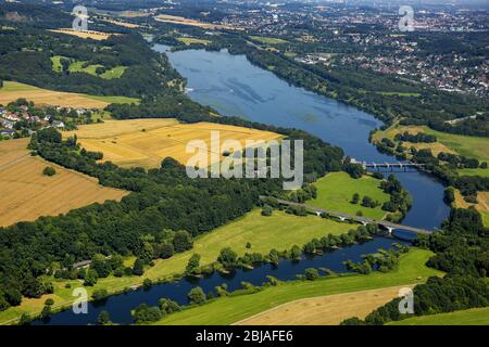 kemnader See in Bochum, 19.07.2016, Luftaufnahme, Deutschland, Nordrhein-Westfalen, Ruhrgebiet, Bochum Stockfoto