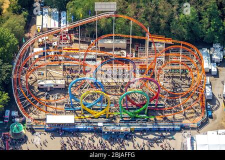 Kirmes-Range 2019 in Herne, 08/04/2019, Luftaufnahme, Deutschland, Nordrhein-Westfalen, Ruhrgebiet, Herne Stockfoto