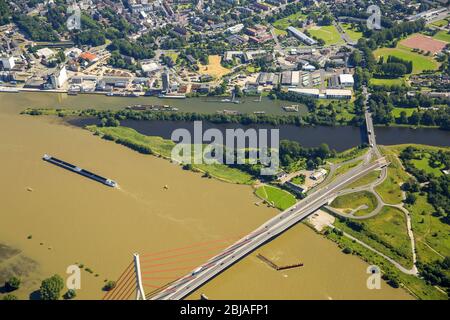 Landschaften des neu gestalteten Lippenöffnungsraumes im Flusslauf des Rheins in Wesel, 23.06.2016, Luftaufnahme, Deutschland, Nordrhein-Westfalen, Ruhrgebiet, Wesel Stockfoto