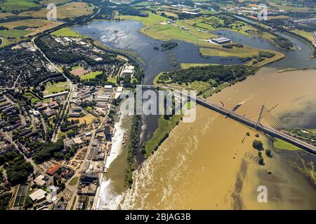 Landschaften des neu gestalteten Lippenöffnungsraumes im Flusslauf des Rheins in Wesel, 23.06.2016, Luftaufnahme, Deutschland, Nordrhein-Westfalen, Ruhrgebiet, Wesel Stockfoto