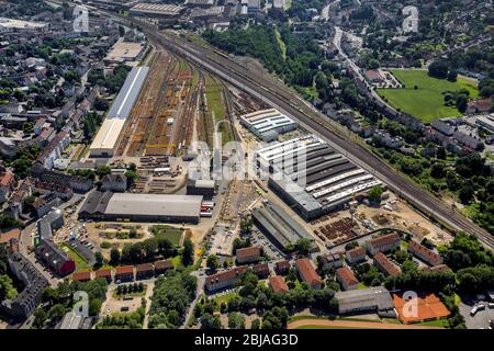 , Rangierbahnhof und Güterbahnhof im Westen der Innenstadt von Witten, 19.07.2016, Luftaufnahme, Deutschland, Nordrhein-Westfalen, Ruhrgebiet, Witten Stockfoto