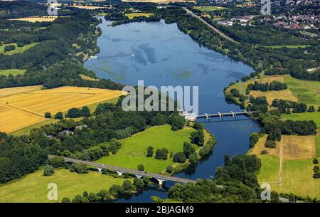 , Kemnader See in Bochum, 19.07.2016, Luftaufnahme, Deutschland, Nordrhein-Westfalen, Ruhrgebiet, Bochum Stockfoto