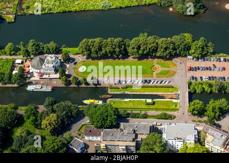 , Wasserbahnhof in Mülheim Ruhr, 07.07.2016, Luftaufnahme, Deutschland, Nordrhein-Westfalen, Ruhrgebiet, Mülheim/Ruhr Stockfoto