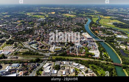 Dorstener Innenstadt mit Westwall, Südwand, Westgraben Südgraben und Ostgraben am Wesel-Datumskanal, 19.07.2016, Luftaufnahme, Deutschland, Nordrhein-Westfalen, Ruhrgebiet, Dorsten Stockfoto