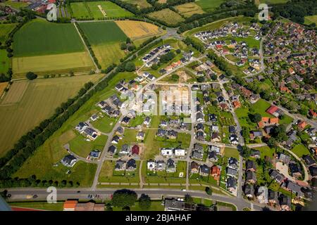 Neues Wohngebiet zwischen Brinkweg und Lehmbrakener Straße in Haltern, 02.07.2016, Luftaufnahme, Deutschland, Nordrhein-Westfalen, Haltern am See Stockfoto