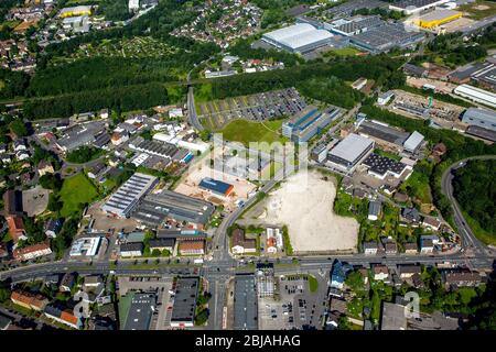 Gewerbegebiet und Gewerbebetrieb HER-BO 43 zwischen Herner Straße und Rensing Straße in Bochum, 23.06.2016, Luftaufnahme, Deutschland, Nordrhein-Westfalen, Ruhrgebiet, Bochum Stockfoto