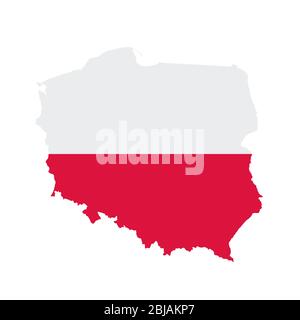 Polen Flagge Karte. Länderübersicht mit Nationalflagge Stockfoto