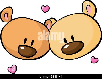 Zwei Teddybärkopf - Vektorgrafik isoliert auf weiß Stock Vektor