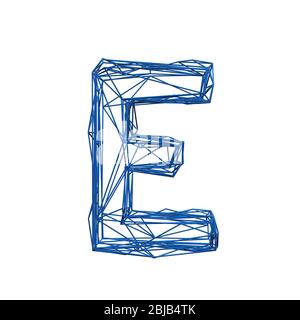 Buchstabe E Drahtrahmen low Poly Alphabet. 3D-Rendering Stockfoto