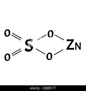 Zinksulfat ist eine molekularchemische Formel. Zink-Infografiken. Vektorgrafik auf isoliertem Hintergrund. Stock Vektor