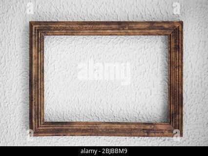 Holz Vintage Rahmen auf Farbwand Stockfoto