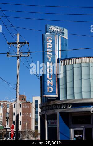 Clarksdale USA - 7. Februar 2015 - Busbahnhof in der Innenstadt von Clarksdale in Mississippi USA Stockfoto