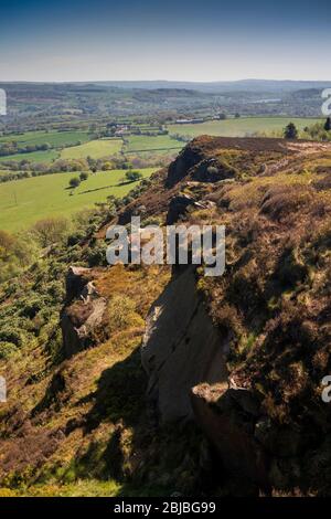 Großbritannien, England, Cheshire, Congleton, Bosley Cloud, Blick über Rushton Spencer und Rudyard Reservoir Stockfoto