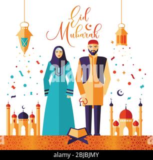 vektor-Illustration von muslim bietet Namaaz für Eid Stock Vektor