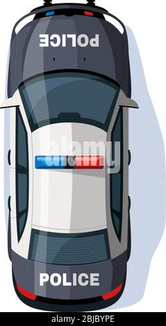 Polizei Auto halb flach RGB-Farbe Vektor-Illustration Stock Vektor