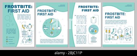 Frostbite-Therapie, Hypothermie erste-Hilfe-Broschüre Vorlage. Flyer, Booklet, Prospektdruck, Cover-Design mit linearen Icons. Vektorlayouts für Stock Vektor
