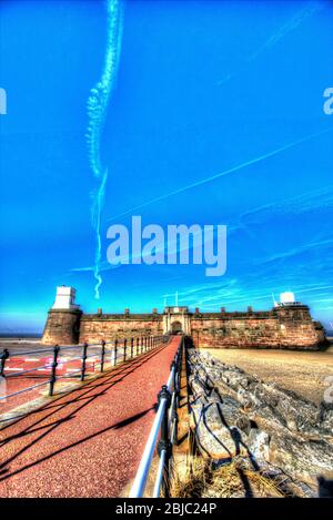 Stadt Wallasey, England. Künstlerische Ansicht von Fort Perch Rock an der Mündung des Flusses Mersey Estuary. Stockfoto