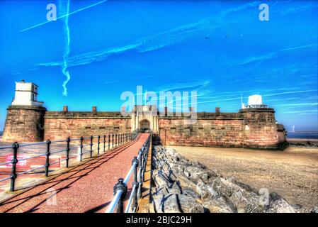 Stadt Wallasey, England. Künstlerische Ansicht von Fort Perch Rock an der Mündung des Flusses Mersey Estuary. Stockfoto