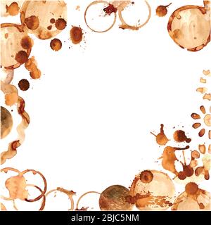 Kaffee malen Flecken, Spritzer auf weißem Hintergrund. Von Hand bemalt/Hintergrund Stock Vektor