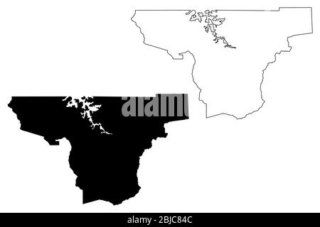 Towns County, Georgia (US County, United States of America, USA, US, US) Karte Vektorgrafik, Skizze Städte Karte Stock Vektor
