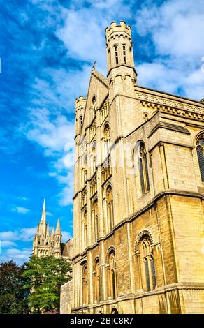 Blick auf die Peterborough Cathedral in England Stockfoto