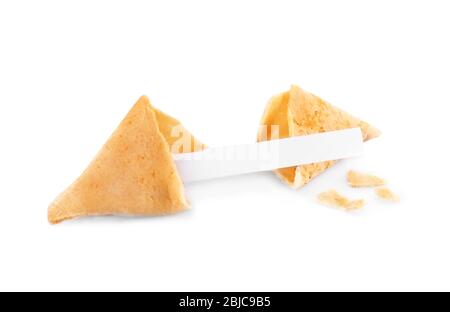 Fortune-Cookie mit leerer Nachricht auf weiß isoliert Stockfoto