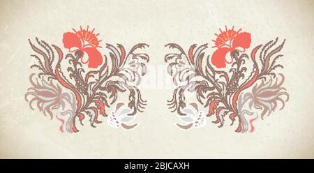 Vektor-Ornament mit Blumenmuster. Volksmalerei petrykiwka Stock Vektor