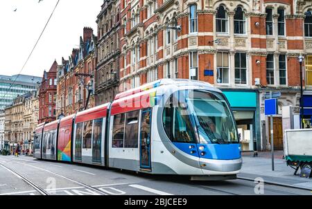 Stadtbahn in Birmingham, England Stockfoto