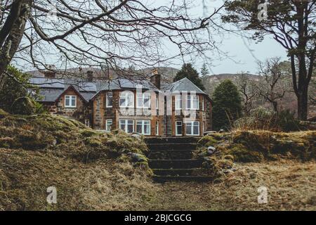 Golspie/UK-22/3/18: Glencanisp Lodge auf dem Anwesen der Assynt Foundation, nahe Loch Druim Suardalain, nahe Lochinver, West Sutherland, Schottland Stockfoto