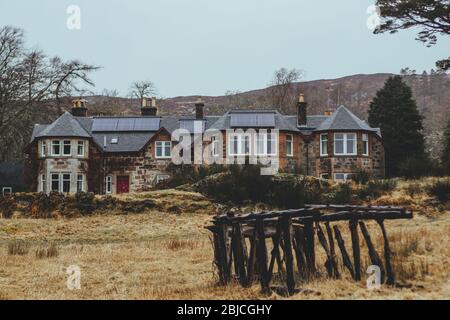 Golspie/UK-22/3/18: Glencanisp Lodge auf dem Anwesen der Assynt Foundation, nahe Loch Druim Suardalain, nahe Lochinver, West Sutherland, Schottland Stockfoto