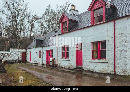 Golspie/UK-22/3/18: Сourtyard der Glencanisp Lodge auf dem Anwesen der Assynt Foundation, nahe Loch Druim Suardalain, nahe Lochinver, West Sutherla Stockfoto